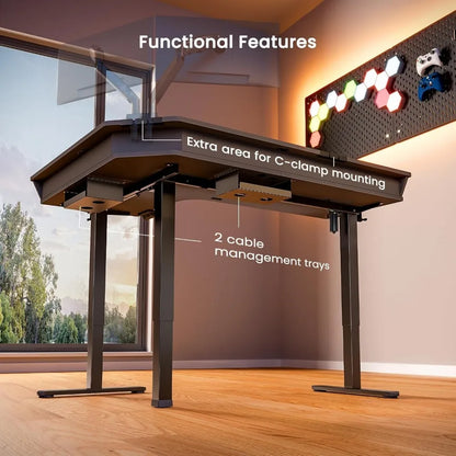 Large Stand Up Desk, 3 Drawers & 2 Cable Management Trays