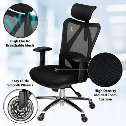 Ergonomic Office Chair Adjustable Desk Chair with Lumbar Support and Rollerblade Wheel