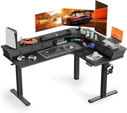 Large Stand Up Desk, 3 Drawers & 2 Cable Management Trays
