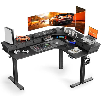 Large Stand Up Desk, 3 Drawers & 2 Cable Management Trays