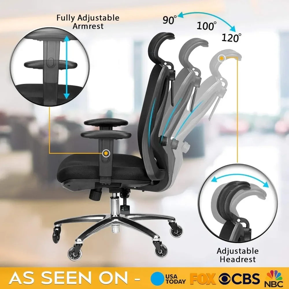 Ergonomic Office Chair Adjustable Desk Chair with Lumbar Support and Rollerblade Wheel
