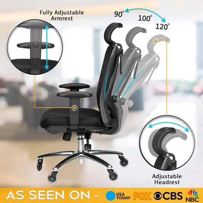 Ergonomic Office Chair Adjustable Desk Chair with Lumbar Support and Rollerblade Wheel