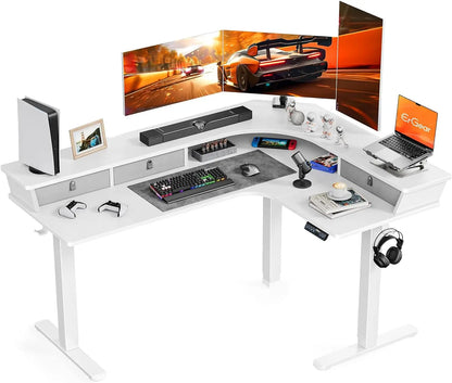Large Stand Up Desk, 3 Drawers & 2 Cable Management Trays