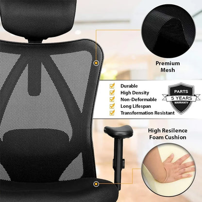 Ergonomic Office Chair Adjustable Desk Chair with Lumbar Support and Rollerblade Wheel