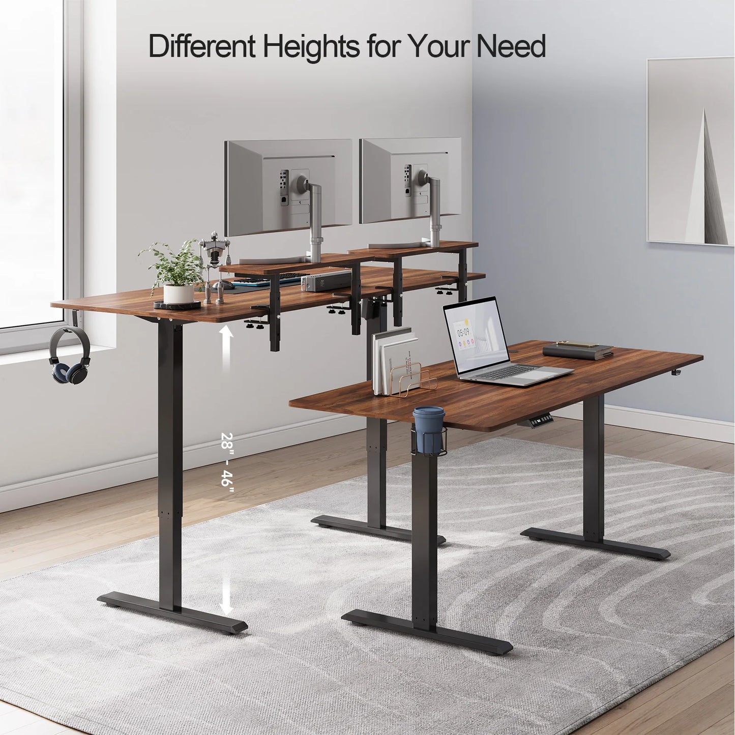 Standing Desk w/ 2 Adjustable Monitor Shelves
